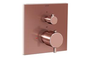 VitrA Root Square Integrated Thermostatic 1-Way Shower Mixer Valve - Soft Copper
